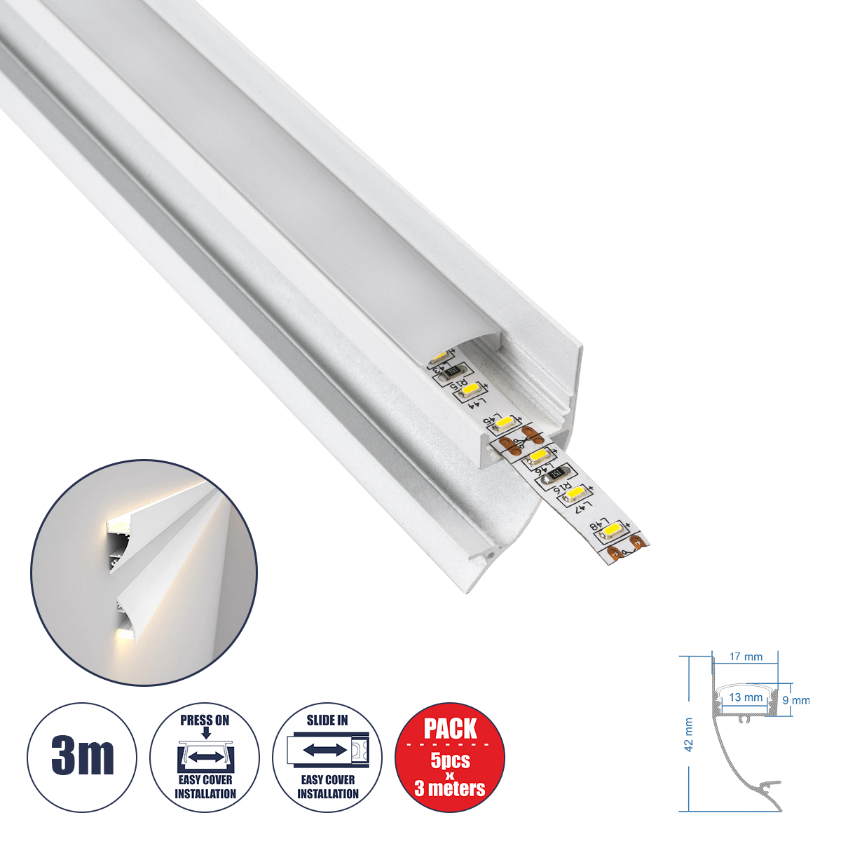 70858-3M GloboStar® SURFACE-PROFILE 70858-3M Προφίλ Αλουμινίου – Βάση & Ψύκτρα Ταινίας LED με Λευκό Γαλακτερό Κάλυμμα – Επιφανειακή Χρήση Δημιουργίας Κρυφού Φωτισμού – Πατητό Κάλυμμα – Λευκό – 3 Μέτρα – Πακέτο 5 Τεμαχίων – Μ300 x Π1.7 x Υ4.2cm 70858-3M GloboStar® SURFACE-PROFILE 70858-3M Προφίλ Αλουμινίου – Βάση & Ψύκτρα Ταινίας LED με Λευκό Γαλακτερό Κάλυμμα – Επιφανειακή Χρήση Δημιουργίας Κρυφού Φωτισμού – Πατητό Κάλυμμα – Λευκό – 3 Μέτρα – Πακέτο 5 Τεμαχίων – Μ300 x Π1.7 x Υ4.2cm