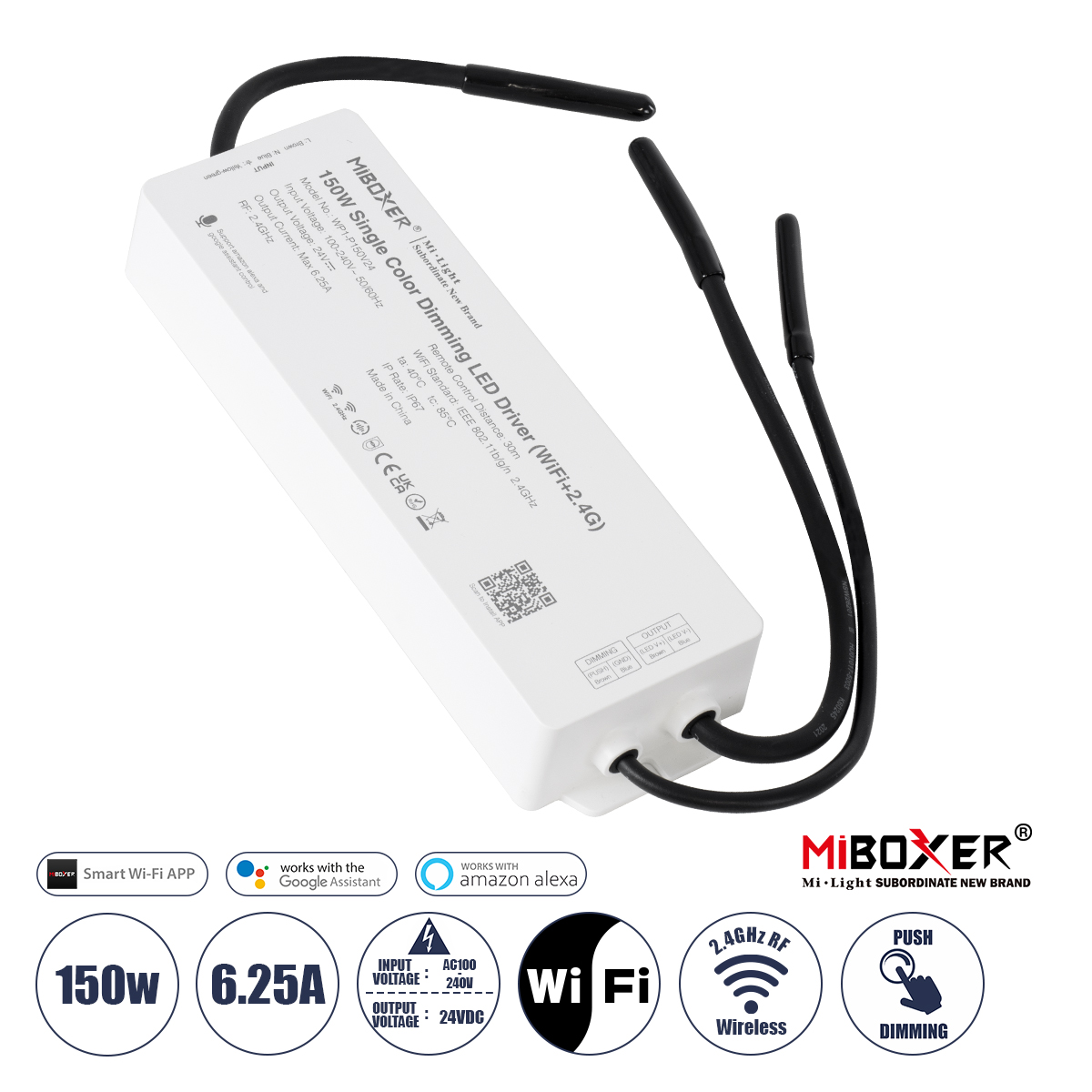 71438 GloboStar® 71438 WP1-P150V24 Mi-BOXER DC Smart Wifi & RF 2.4Ghz & Push Dimming Power Supply Τροφοδοτικό SELV & Controller / Dimmer All in One AC100-240V σε DC 24V 1 x 6.25A 150W – Max 6.25A 150W – Αδιάβροχο IP67 Μ22.5 x Π7 x Υ3.5cm – 3 Years Warran 71438 GloboStar® 71438 WP1-P150V24 Mi-BOXER DC Smart Wifi & RF 2.4Ghz & Push Dimming Power Supply Τροφοδοτικό SELV & Controller / Dimmer All in One AC100-240V σε DC 24V 1 x 6.25A 150W – Max 6.25A 150W – Αδιάβροχο IP67 Μ22.5 x Π7 x Υ3.5cm – 3 Years Warran
