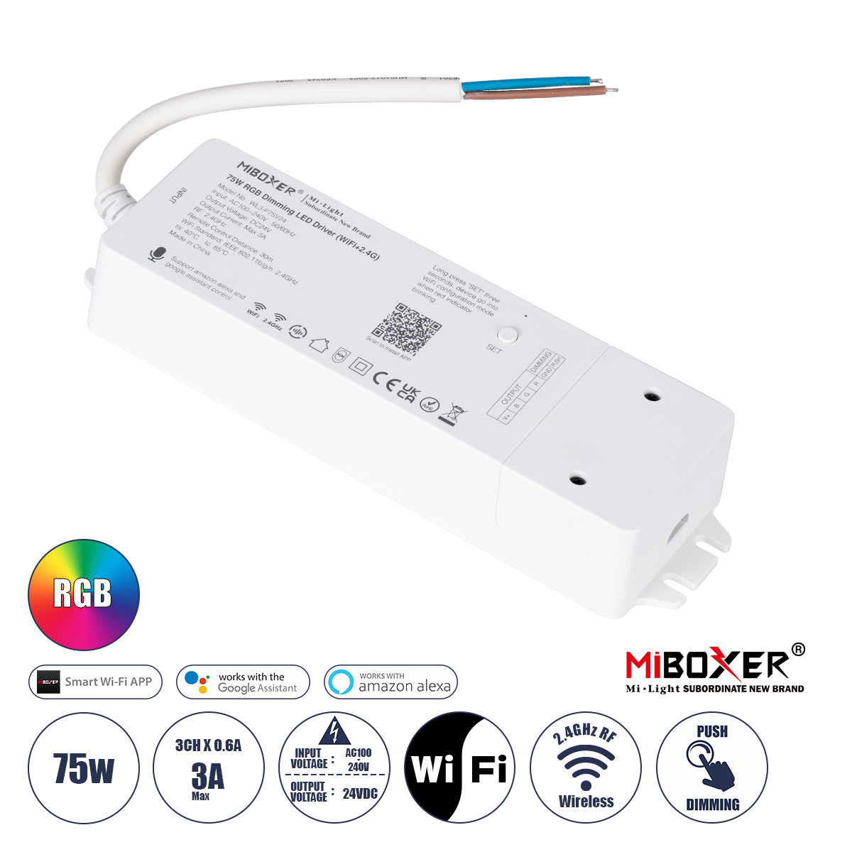 71439 GloboStar® 71439 WL3-P75V24 Mi-BOXER DC Smart Wifi & RF 2.4Ghz & Push Dimming Power Supply Τροφοδοτικό SELV & Controller / Dimmer All in One 3 Καναλιών AC100-240V σε DC 24V 3 x 0.6A 14.4W – Max 3A 75W – IP20 RGB Μ19 x Π5.5 x Υ3.2cm – 5 Years Warran 71439 GloboStar® 71439 WL3-P75V24 Mi-BOXER DC Smart Wifi & RF 2.4Ghz & Push Dimming Power Supply Τροφοδοτικό SELV & Controller / Dimmer All in One 3 Καναλιών AC100-240V σε DC 24V 3 x 0.6A 14.4W – Max 3A 75W – IP20 RGB Μ19 x Π5.5 x Υ3.2cm – 5 Years Warran