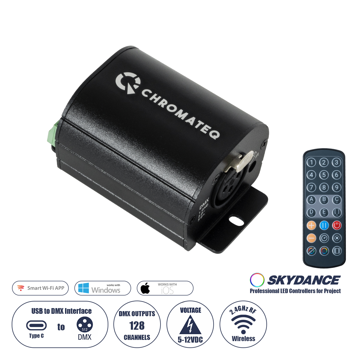 71579 GloboStar® GLOBOSTAR® SKYDANCE-CHROMATEQ 71579 USB-C σε DMX512 Interface 128 Κανάλια XLR3 DC 5V IP40 – Ασύρματο Χειριστήριο IR – Μ7.8 x Π5 x Υ3.8cm – 5 Χρόνια Εγγύηση 71579 GloboStar® GLOBOSTAR® SKYDANCE-CHROMATEQ 71579 USB-C σε DMX512 Interface 128 Κανάλια XLR3 DC 5V IP40 – Ασύρματο Χειριστήριο IR – Μ7.8 x Π5 x Υ3.8cm – 5 Χρόνια Εγγύηση