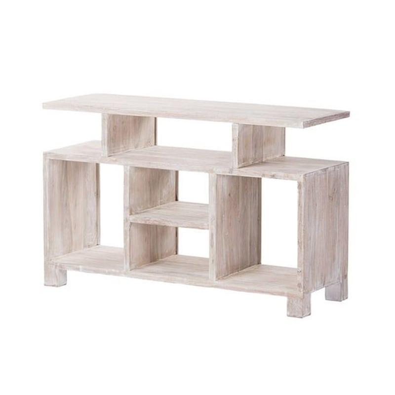 Artekko Slaons Ξύλινο Μασίφ 'Eπιπλο Τηλεόρασης σε Λευκή Πατίνα (120x45x76)cm Artekko 720-1064