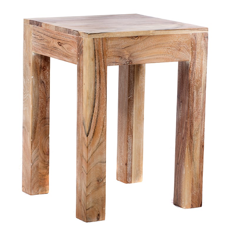 Artekko Foo Ξύλινο Μασίφ Βοηθητικό Τραπεζάκι σε λευκή πατίνα (45x45x60)cm Artekko 720-1208