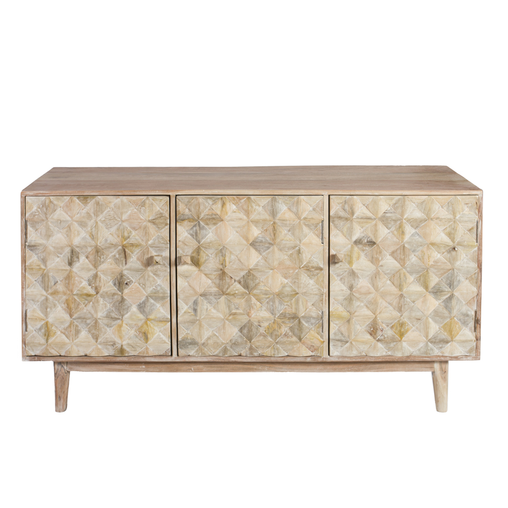 Artekko Attari Μασίφ Ξύλινος Μπουφές σε Λευκή Πατίνα (160x45x80)cm Artekko 720-1300-WHITE