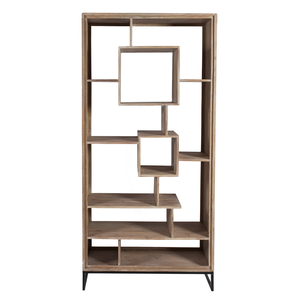 Artekko Attari Ξύλινη Μασίφ Βιβλιοθήκη Ραφιέρα σε Λευκή Πατίνα (100x41x210)cm Artekko 720-1308-WHITE