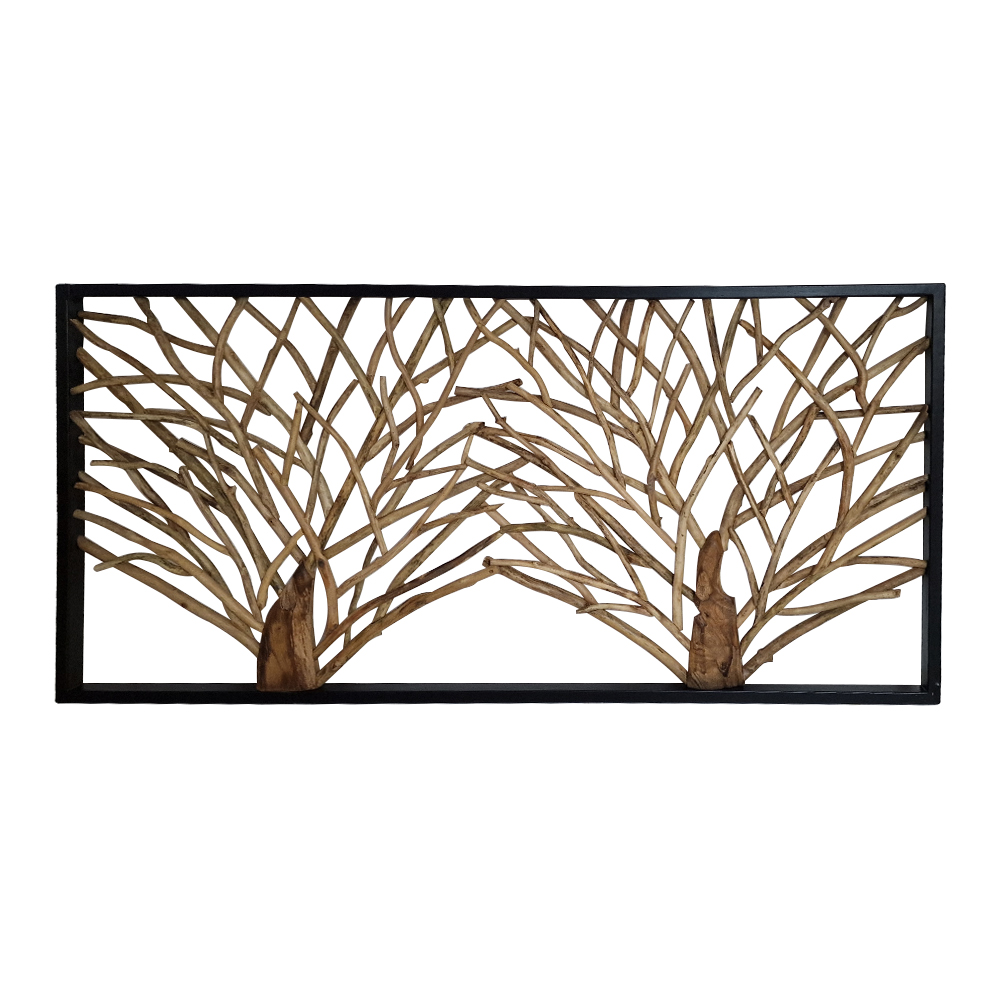 Artekko Solida Ξύλινο Διακοσμητικό Τοίχου σε Φυσική Απόχρωση και Μαύρο Πλαίσιο (101x200x6)cm Artekko 730-3246