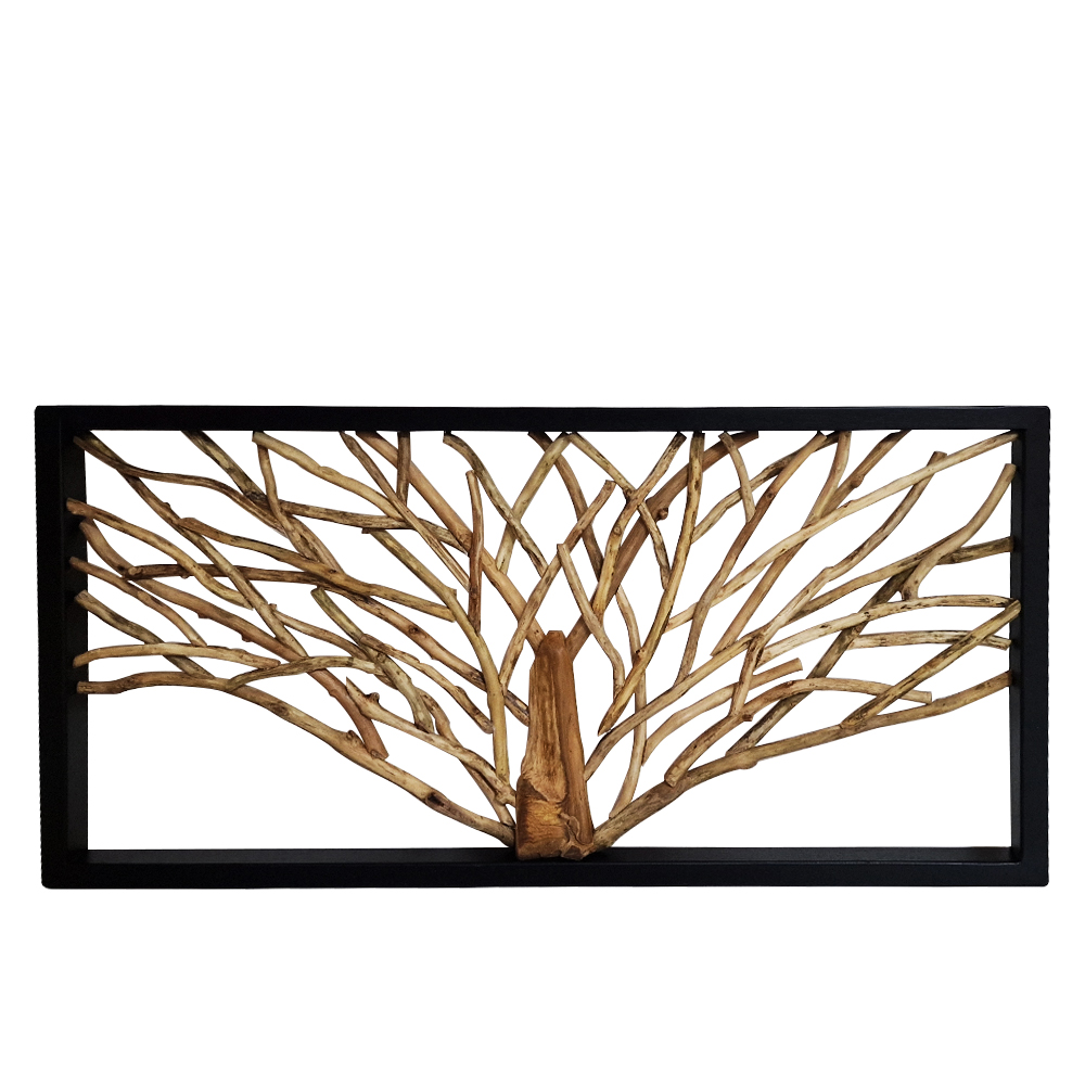 Artekko Solida Ξύλινο Διακοσμητικό Τοίχου σε Φυσική Απόχρωση και Μαύρο Πλαίσιο (120x60x6)cm Artekko 730-3247