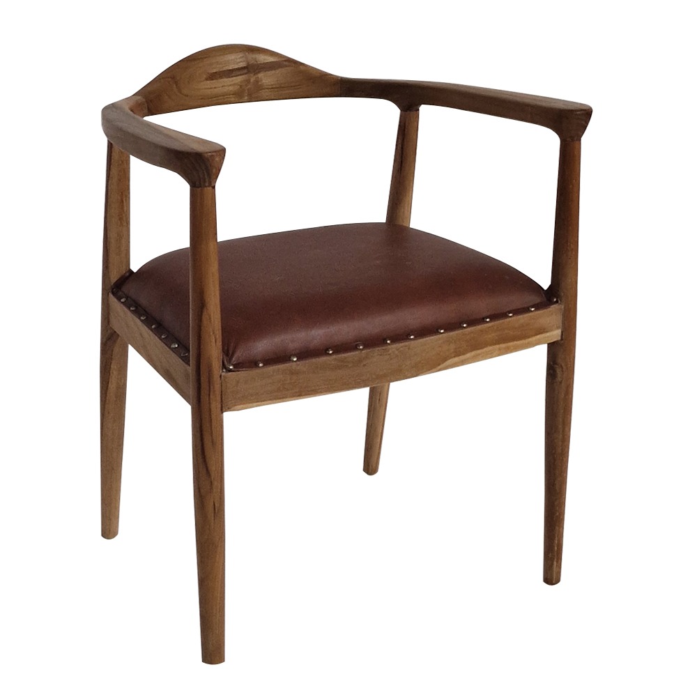 Artekko Munggur Ξύλινη Καρέκλα σε Φυσική Απόχρωση με Τεχνόδερμα (58x50x70)cm Artekko 730-3252