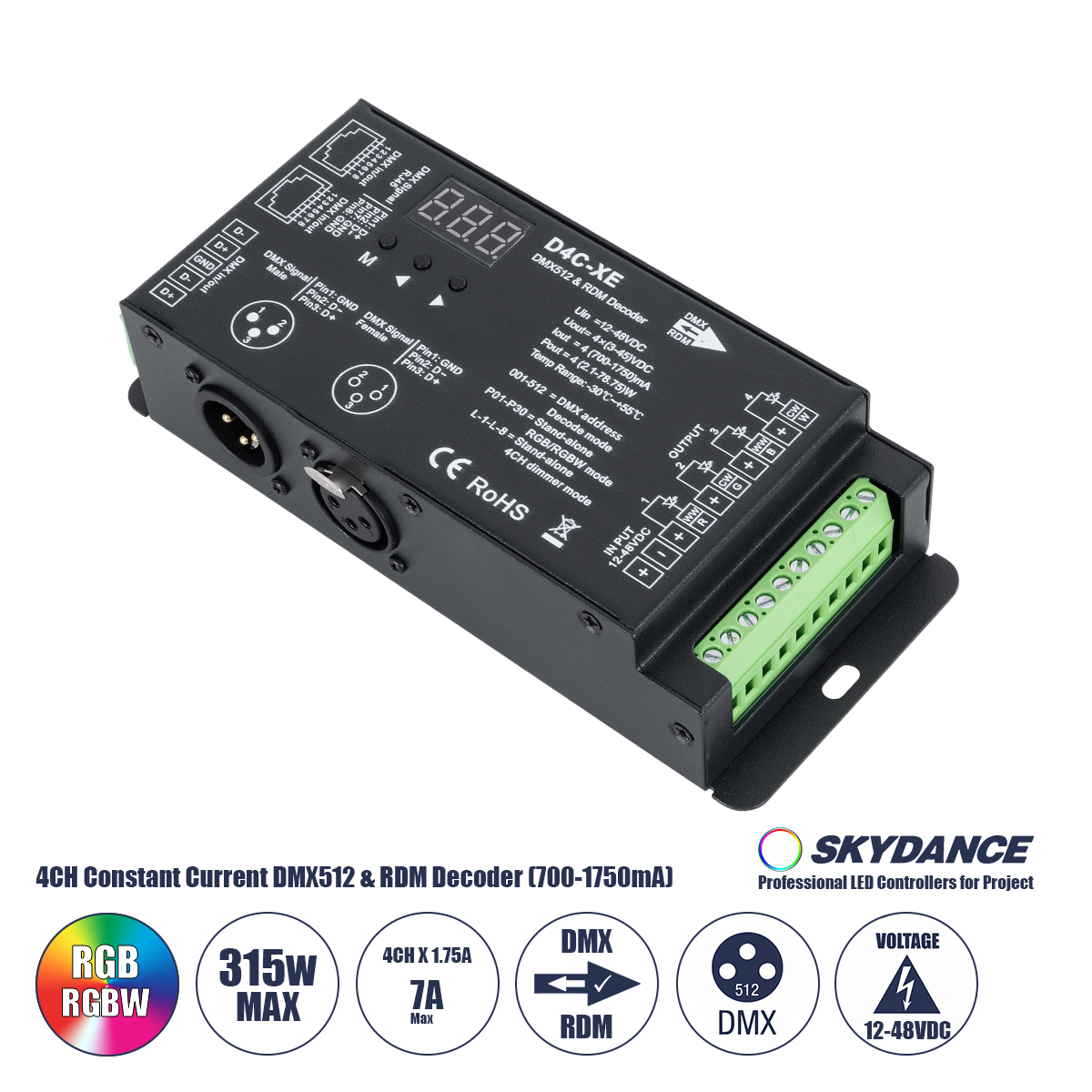 73147 GloboStar® 73147 D4C-XE SKYDANCE DC DMX512 Constant Current & RDM Decoder 4 Καναλιών DC 12-48V 4 x 1.75A 315W – Max 7A 315W – IP20 Π16.5 x Π7 x Υ3.7cm – 5 Χρόνια Εγγύηση 73147 GloboStar® 73147 D4C-XE SKYDANCE DC DMX512 Constant Current & RDM Decoder 4 Καναλιών DC 12-48V 4 x 1.75A 315W – Max 7A 315W – IP20 Π16.5 x Π7 x Υ3.7cm – 5 Χρόνια Εγγύηση