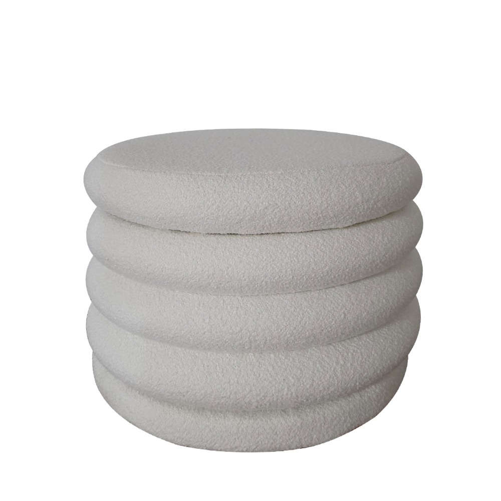 Artekko Cloud Λευκό Υφασμάτινο Μπουκλέ Σκαμπό με Αποθηκευτικό Χώρο (59x59x40)cm Artekko 735-2205