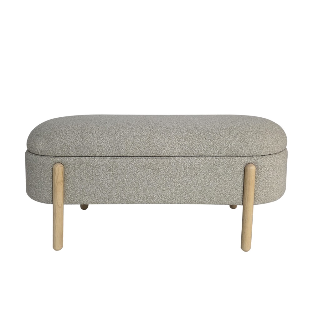 Artekko Cloud Μπεζ Υφασμάτινο Μπουκλέ Σκαμπό Ταμπουρέ με Αποθηκευτικό Χώρο (108x41x48)cm Artekko 735-2207-A