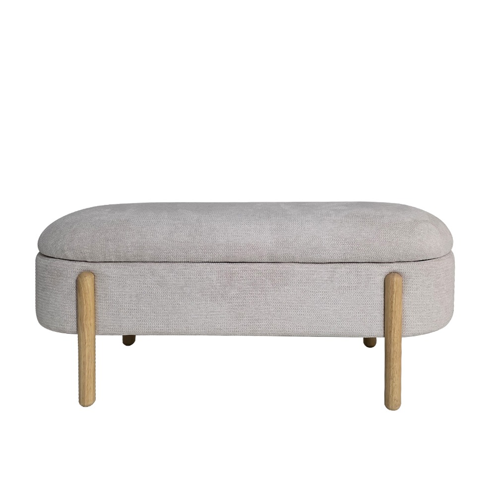 Artekko Cloud Μπεζ Υφασμάτινο Σκαμπό Ταμπουρέ με Αποθηκευτικό Χώρο (108x41x48)cm Artekko 735-2207-B