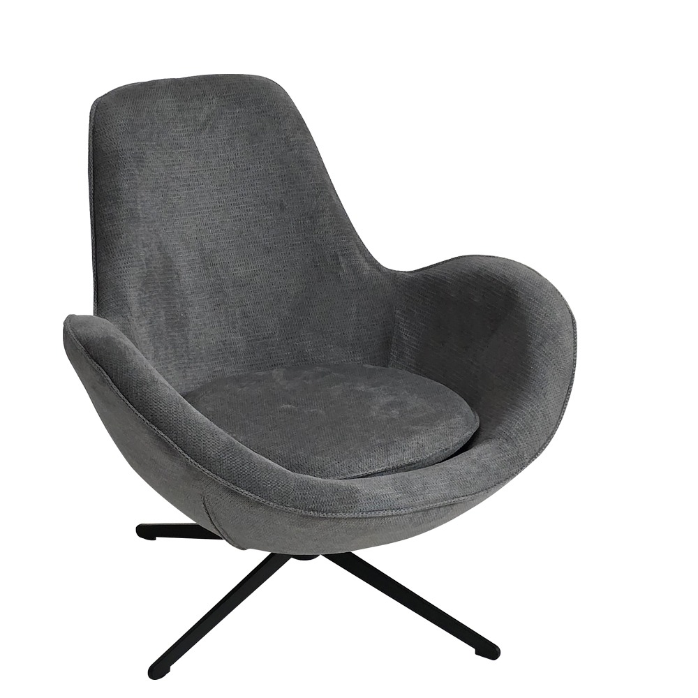 Artekko Cloud Γκρι Υφασμάτινη Περιστρεφόμενη Πολυθρόνα με Μαύρα Μεταλλικά Πόδια (87x77x73)cm Artekko 735-2215-GL