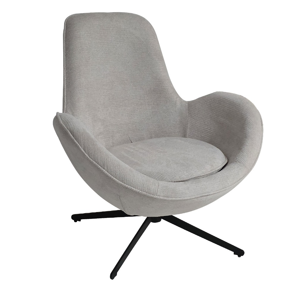 Artekko Cloud Μπεζ Υφασμάτινη Περιστρεφόμενη Πολυθρόνα με Μαύρα Μεταλλικά Πόδια (87x77x73)cm Artekko 735-2215