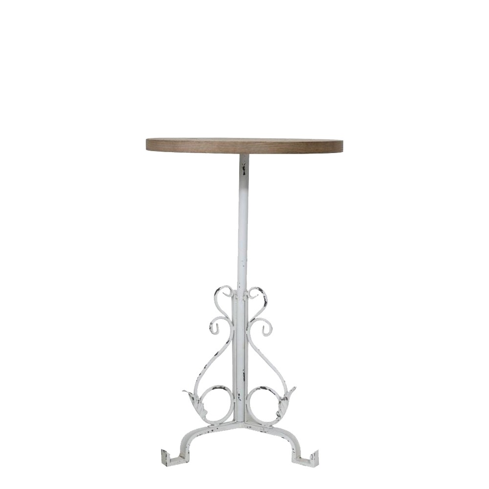 Artekko Fer Forge Ξύλινο Βοηθητικό Τραπέζι με Λευκό Μεταλλικό Πόδι (40x40x67)cm Artekko 742-2311