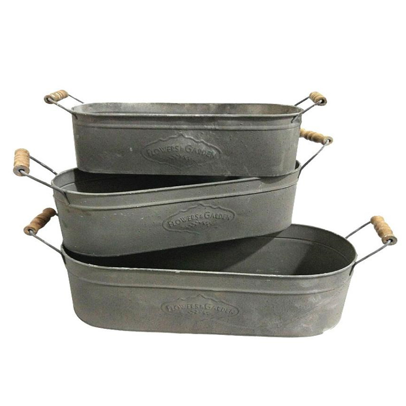 Artekko Γλάστρα Μεταλλική Διακοσμητική Σετ/3 (50x20x17)cm Artekko 742-2431