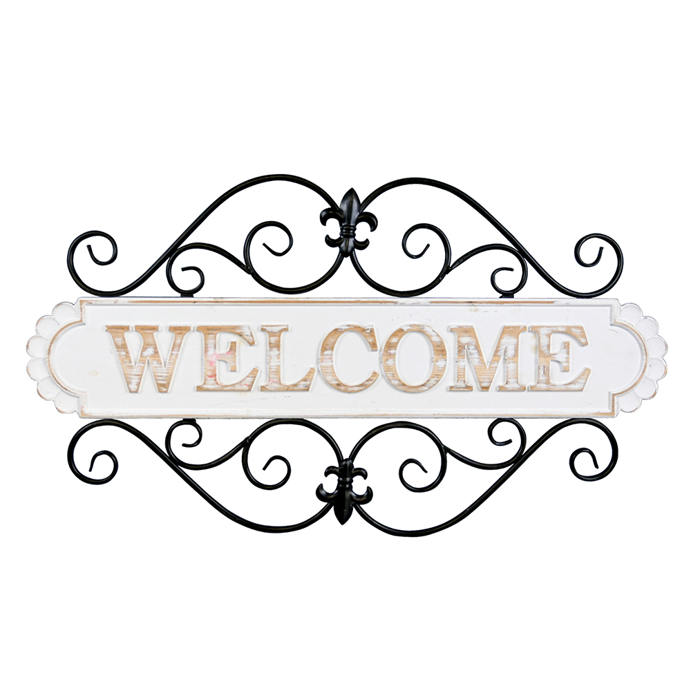 Artekko Sign Λευκή Ξύλινη Διακοσμητική Πινακίδα με Μεταλλικές Μαύρες Λεπτομέρειες (80x45x2)cm Artekko 742-2509