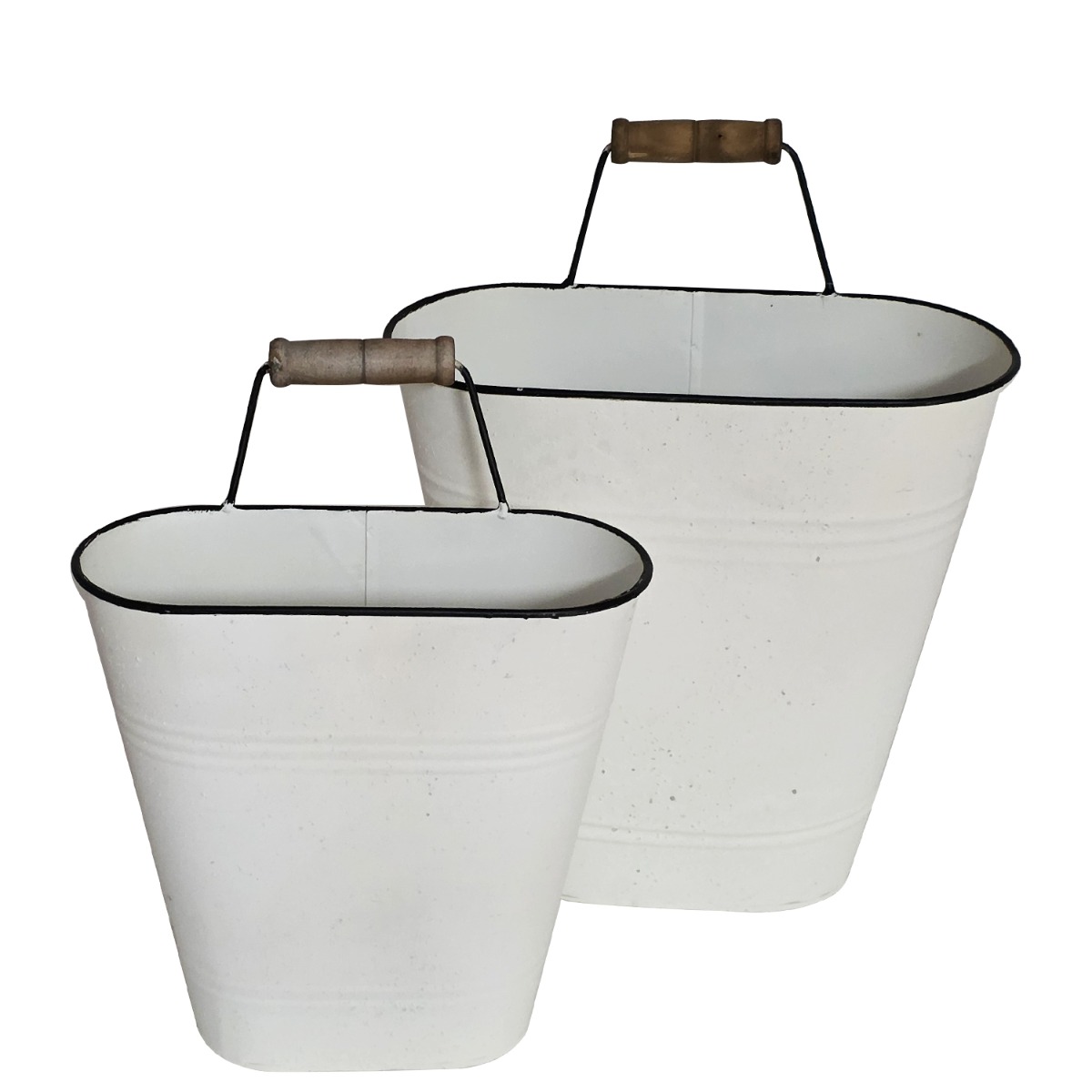 Artekko Planter Μεταλλικά Διακοσμητικά Κουβαδάκια Κασπό σε Λευκή Πατίνα (30x16x37)cm (25x10x30)cm 2pcs Artekko 742-2622