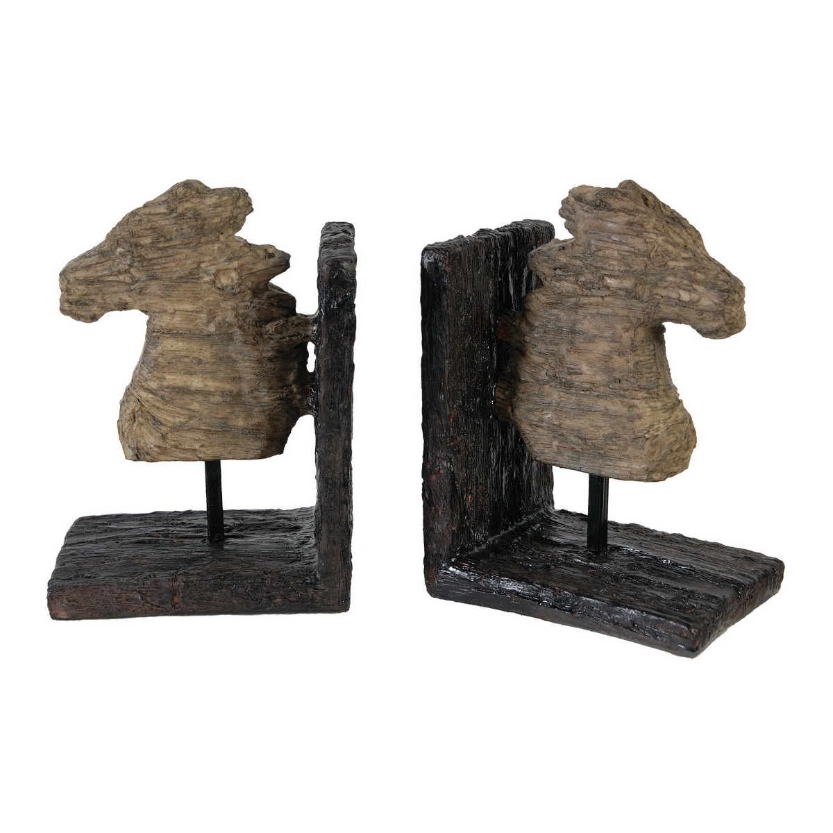 Artekko Bookends Καφέ Διακοσμητικοί Βιβλιοστάτες Ρητίνης με Άλογα (29.5x10.2x19.3)cm 2pcs Artekko 74759