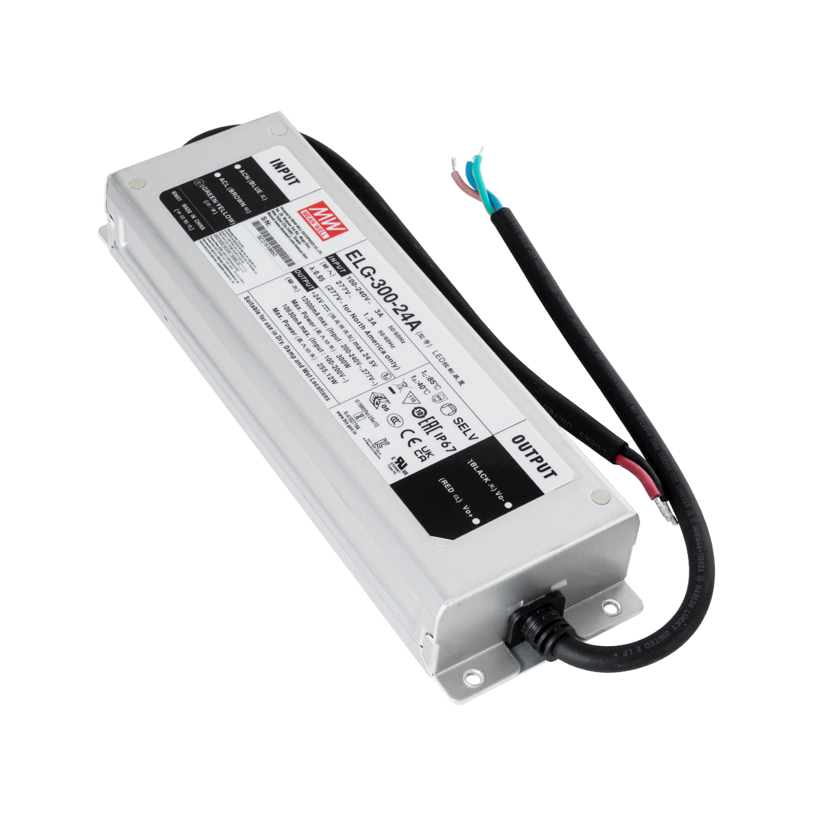 90790 GloboStar® GLOBOSTAR® MEANWELL-ELG-300-24A 90790 Τροφοδοτικό/Μετασχηματιστής SELV 300W 12.5A DC 24V Αδιάβροχο IP67 – AC 220-240V σε DC 24V / Ρυθμιζόμενο από 22.4VDC έως 25.6VDC – Μ24.6 x Π7.7 x Υ3.95cm – 3 Χρόνια Εγγύηση