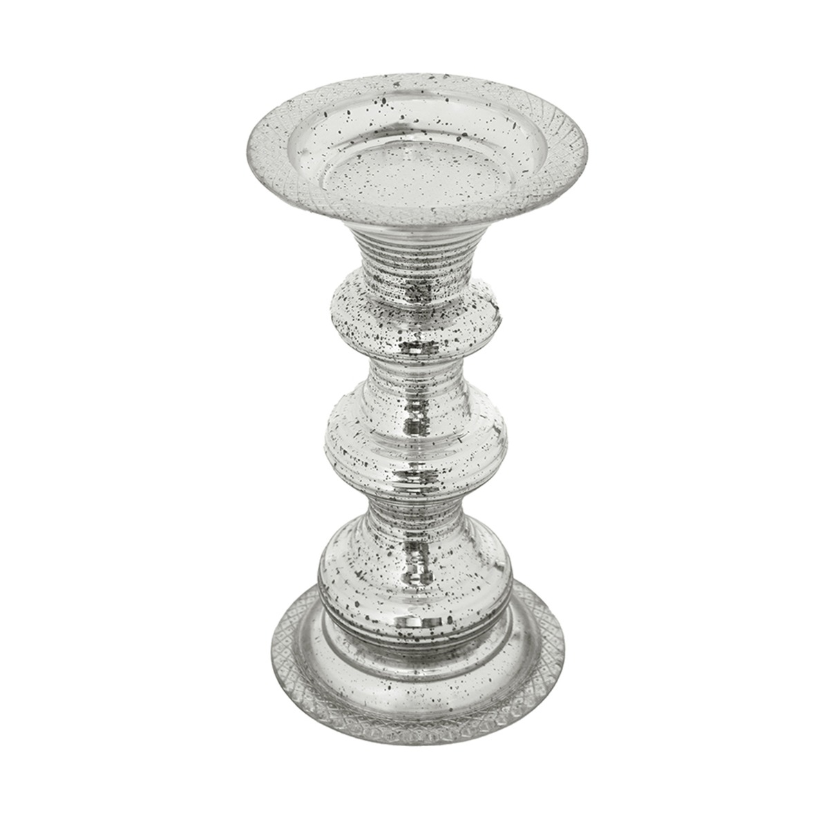 Artekko Pillar Ασημί Αντικέ Γυάλινο Κηροπήγιο (15.6x15.6x30)cm Artekko 77254