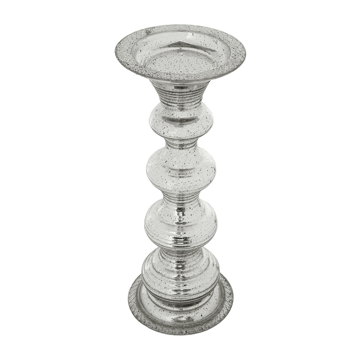 Artekko Pillar Ασημί Αντικέ Γυάλινο Κηροπήγιο (15.6x15.6x37.5)cm Artekko 77255