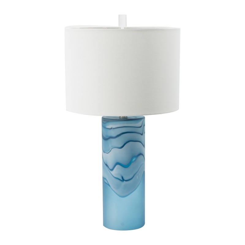 Artekko Μπλε Γυάλινο Επιτραπέζιο Φωτιστικό Ε24 (36x36x66)cm Artekko 77396CE