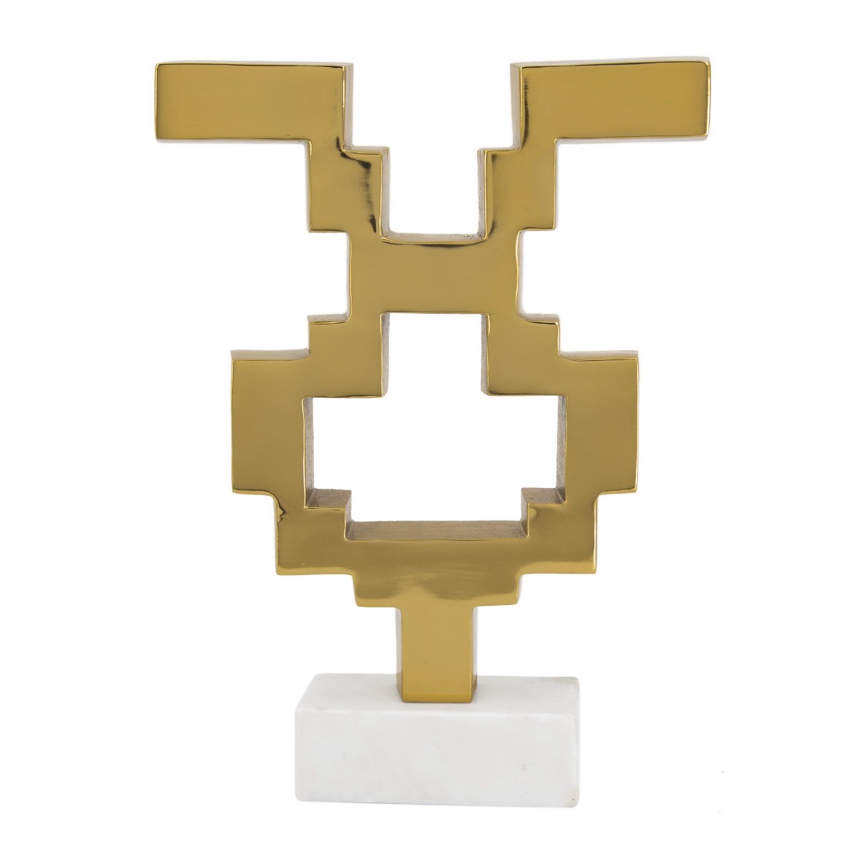 Artekko Marble Χρυσό Μεταλλικό Διακοσμητικό Γλυπτό σε Λευκή Μαρμάρινη Βάση (28x7.6x38.5)cm Artekko 78283