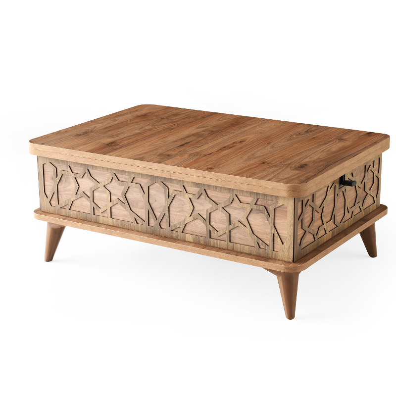 Artekko Ada MDF  Τραπέζι Σαλονιού (90x60x38)cm Επεκτεινόμενο σε Τραπεζαρία σε Καφέ με Μπεζ (120x90x70)cm Artekko 783-0119