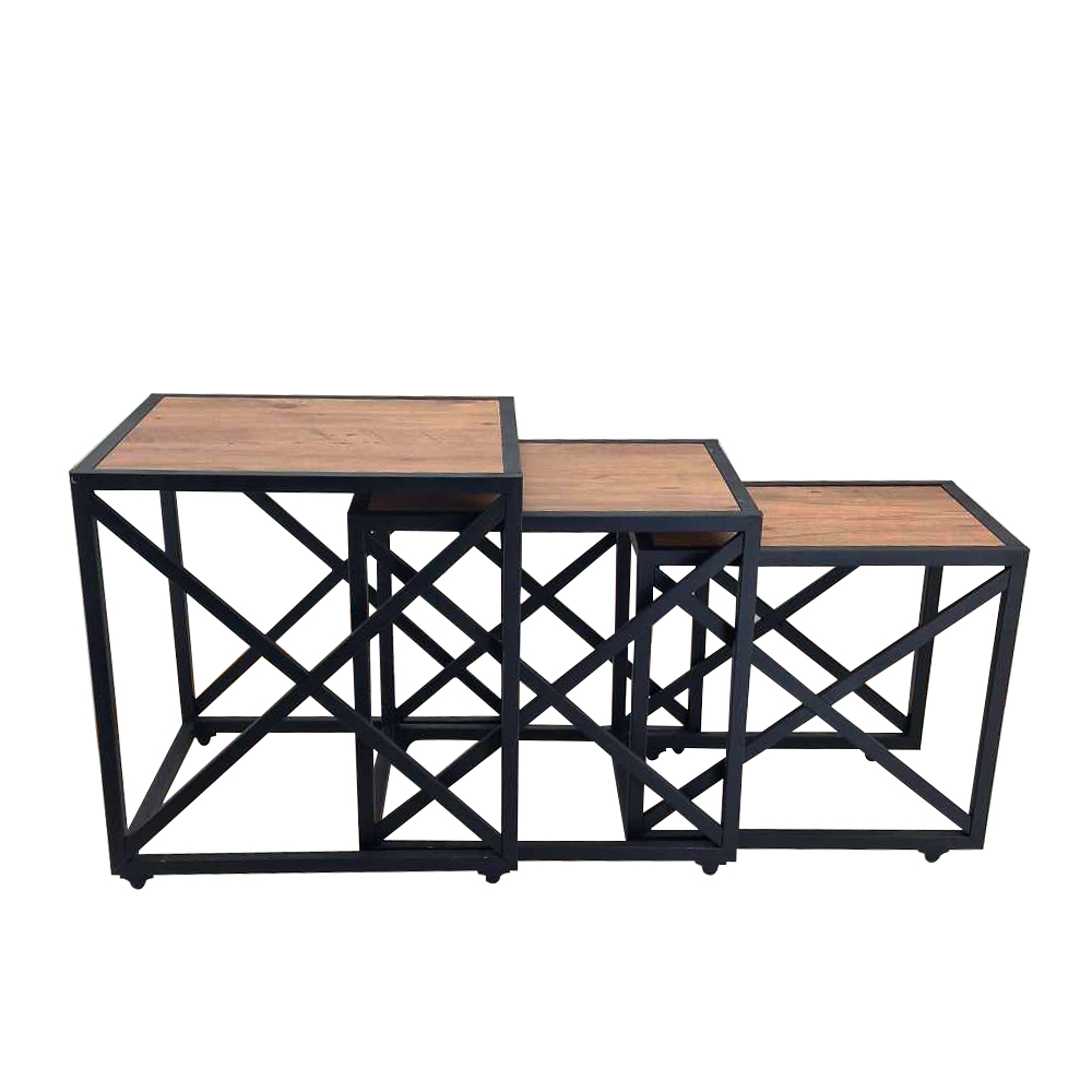 Artekko Tuta Τραπεζάκια Βοηθητικά Ζιγκόν MDF Μέταλλο (45x50x50)cm (39x48x48)cm (33x46x42)cm Σετ/3 Artekko 783-0134