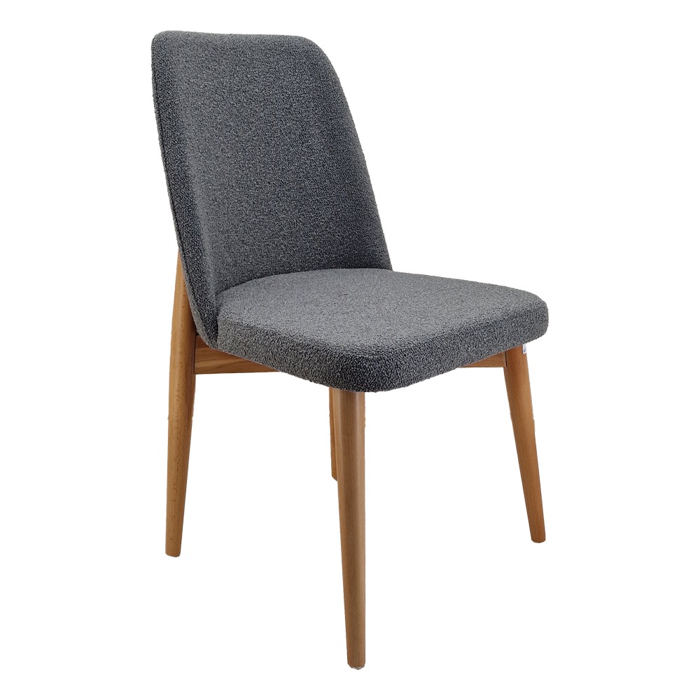 Artekko Oscar Ξύλινη Καρέκλα με Σκούρο Γκρι Μπουκλέ Ύφασμα (48x50x91)cm Artekko 783-1239