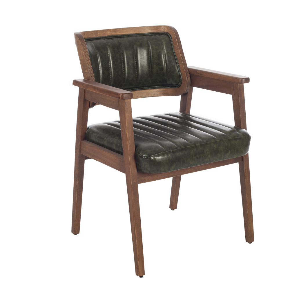 Artekko Lazio Καρέκλα με Καρυδί Ξύλινο Σκελετό και Πράσινο Τεχνόδερμα (60x60x83)cm Artekko 783-1500