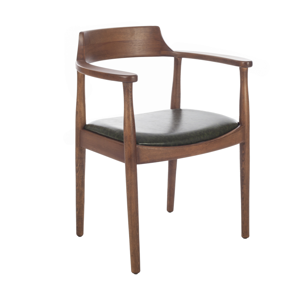 Artekko Maldiv Καρέκλα με Καρυδί Ξύλινο Σκελετό και Πράσινο Τεχνόδερμα (62x55x82)cm Artekko 783-1508