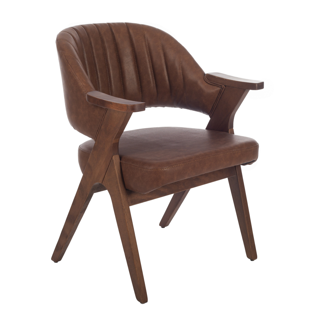 Artekko Vegas Καρέκλα με Καρυδί Ξύλινο Σκελετό και Καφέ Τεχνόδερμα (60x60x83)cm Artekko 783-1513