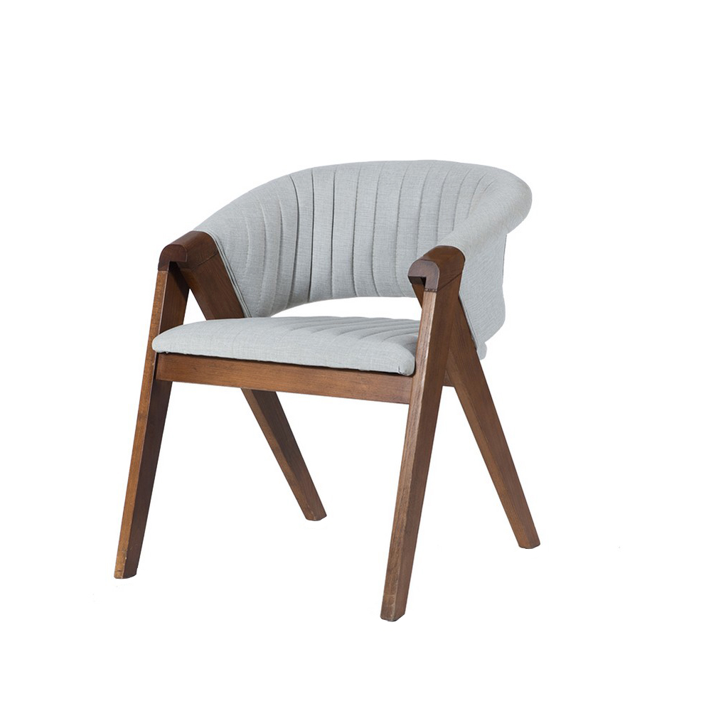 Artekko Volk Plus Καρέκλα με Καρυδί Ξύλινο Σκελετό και Γκρι Ύφασμα (60x65x75)cm Artekko 783-1515