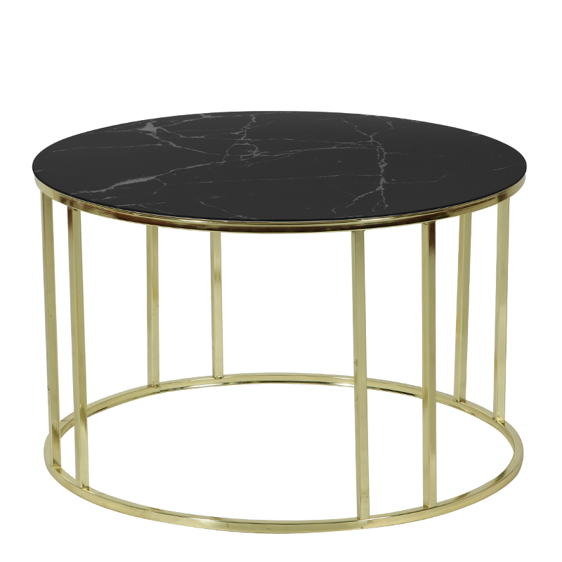 Artekko Trio Τραπέζι Σαλονιού Μεταλλικό Χρυσό με Μαύρο Μάρμαρο Καπάκι (75x75x45)cm Artekko 783-2503
