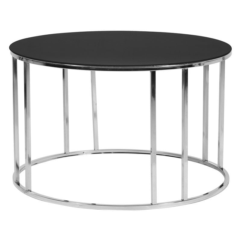 Artekko Leibush Τραπέζι Σαλονιού Μεταλλικό Inox με Μαύρο Γυάλινο Καπάκι (75x75x45)cm Artekko 783-2505