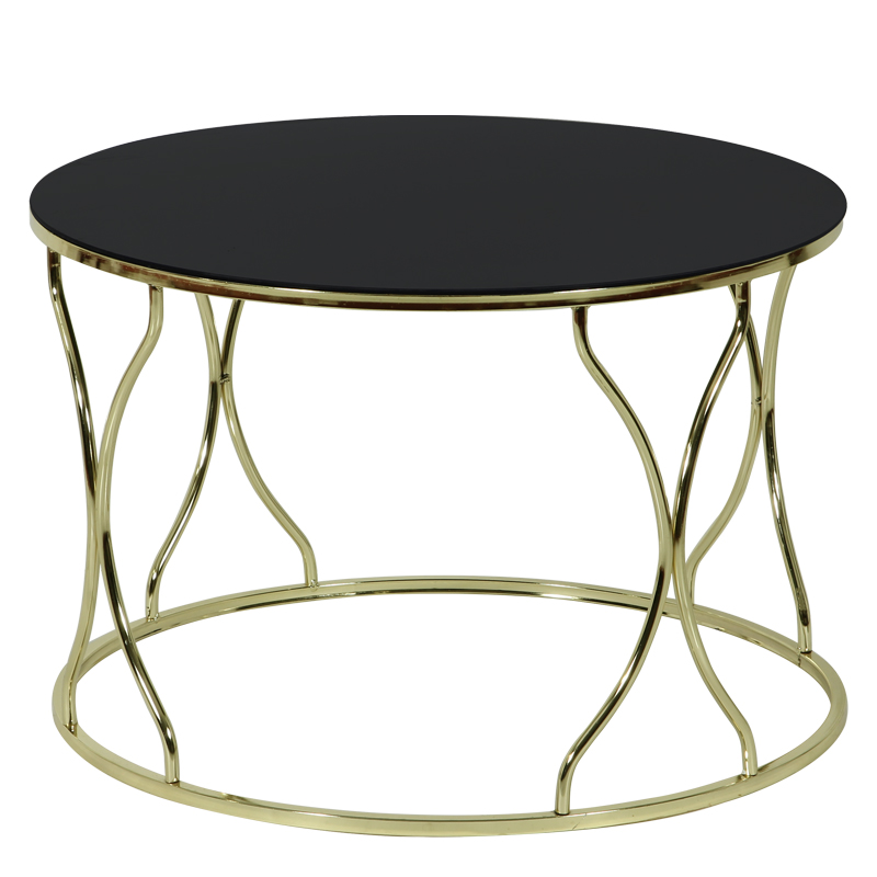 Artekko Udaassor Τραπέζι Σαλονιού Μεταλλικό Χρυσό με Μαύρο Γυάλινο Καπάκι (75x75x45)cm Artekko 783-2509