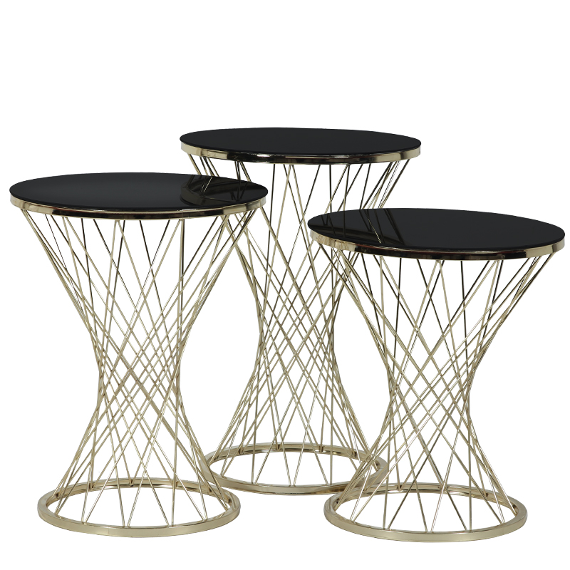 Artekko Creuk Μεταλλικά Τραπεζάκια Ζιγκόν 3pcs (42x42x65)cm Artekko 783-2512