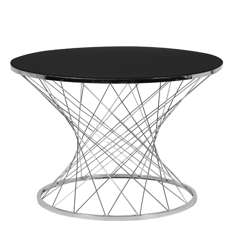 Artekko Sliogdoc Τραπέζι Σαλονιού Μεταλλικό Inox με Μαύρο Γυάλινο Καπάκι (75x75x45)cm Artekko 783-2515