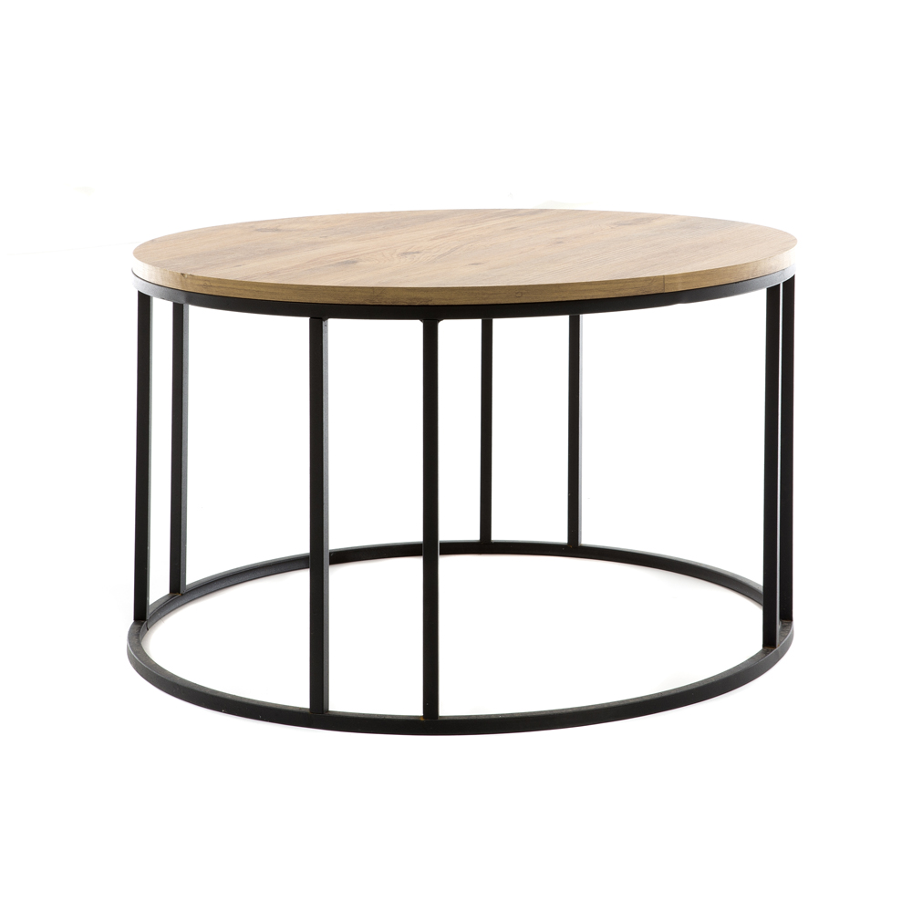 Artekko Τραπέζι σαλονιού μεταλλικό Μαύρο Φ75x45 με Ξύλινο καπάκι Artekko 783-2537