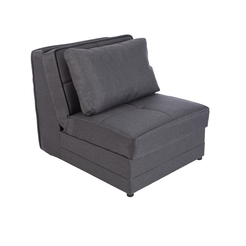 Artekko Palermo Υφασμάτινη Σκούρο Γκρι Πολυθρόνα  Κρεβάτι με Αποθηκευτικό Χώρο (80x110x90)cm Κρεβάτι (80x200x45)cm Artekko 783-3124