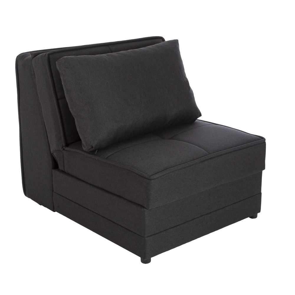 Artekko Palermo Υφασμάτινη Μαύρη Πολυθρόνα Κρεβάτι με Αποθηκευτικό Χώρο (80x110x90)cm Κρεβάτι (80x200x45)cm Artekko 783-3125