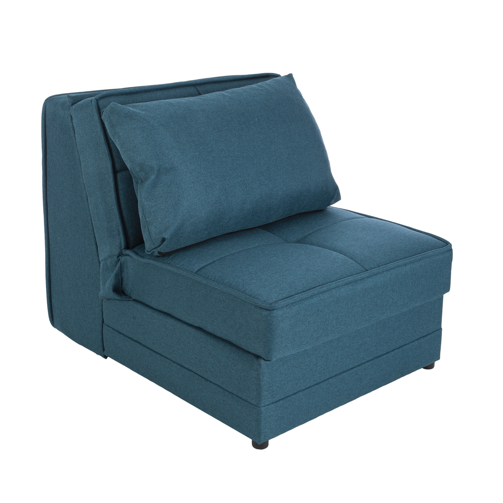 Artekko Palermo Υφασμάτινη Πετρόλ Πολυθρόνα Κρεβάτι με Αποθηκευτικό Χώρο (80x110x90)cm Κρεβάτι (80x200x45)cm Artekko 783-3126