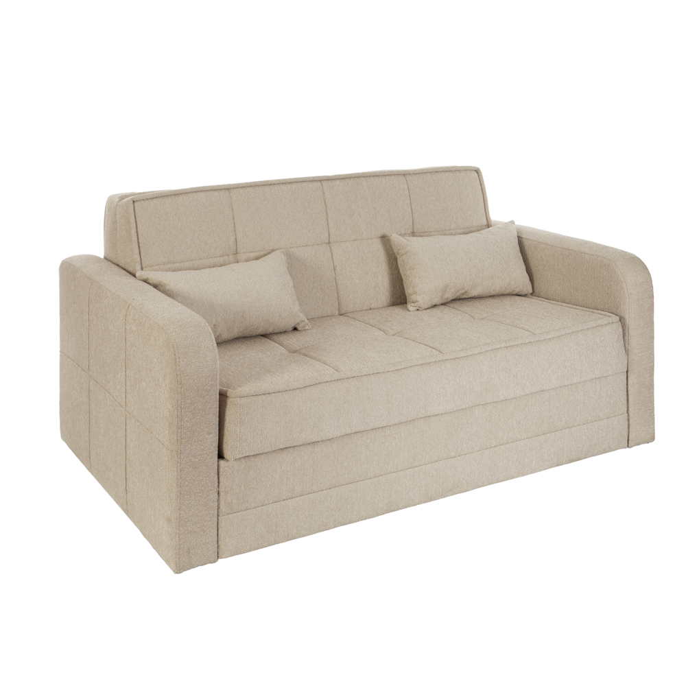 Artekko Studio Lucy Υφασμάτινος Μπουκλέ Εκρού Διθέσιος Καναπές με Μηχανισμό για Κρεβάτι και Αποθηκευτικό Χώρο (170x110x90)cm Κρεβάτι (144x190x45)cm Artekko 783-4202