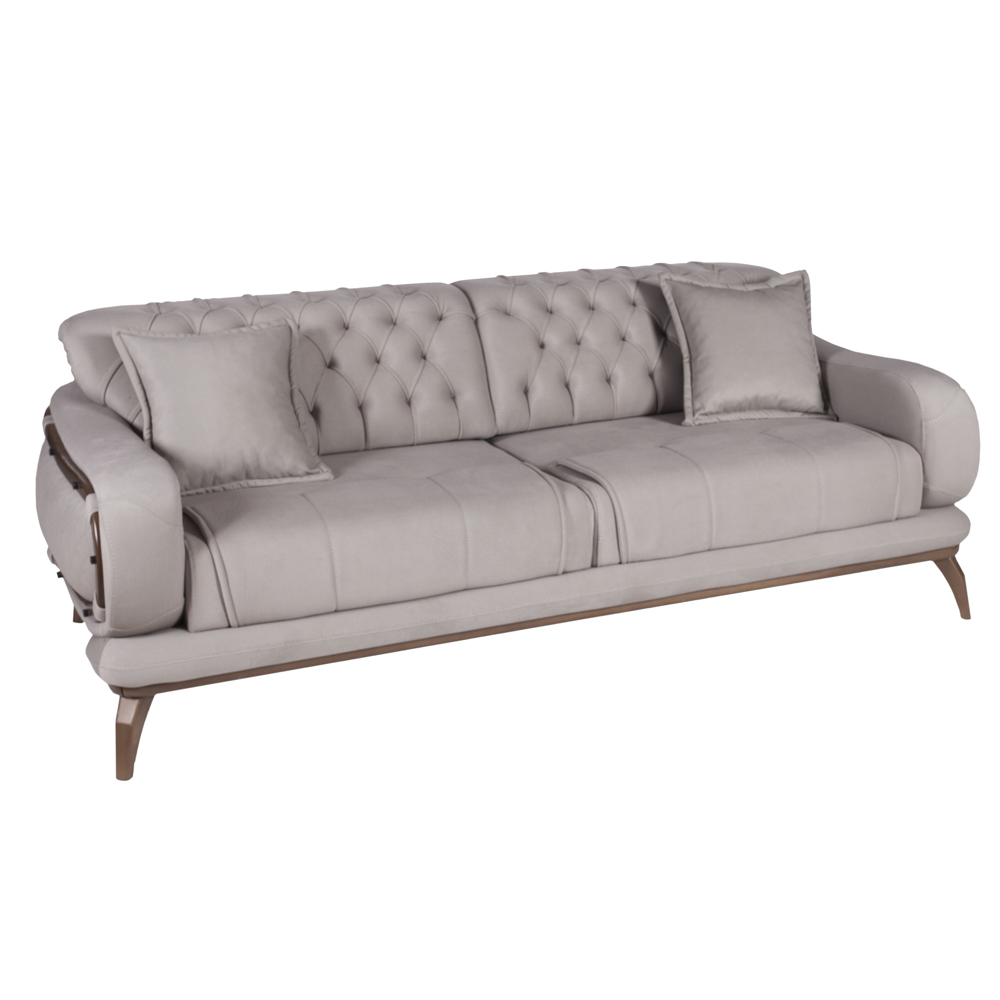 Artekko Antalya Καφέ Τριθέσιος Καναπές Αλκαντάρα (220x100x80)cm Κρεβάτι (180x90x48)cm Artekko 783-4212