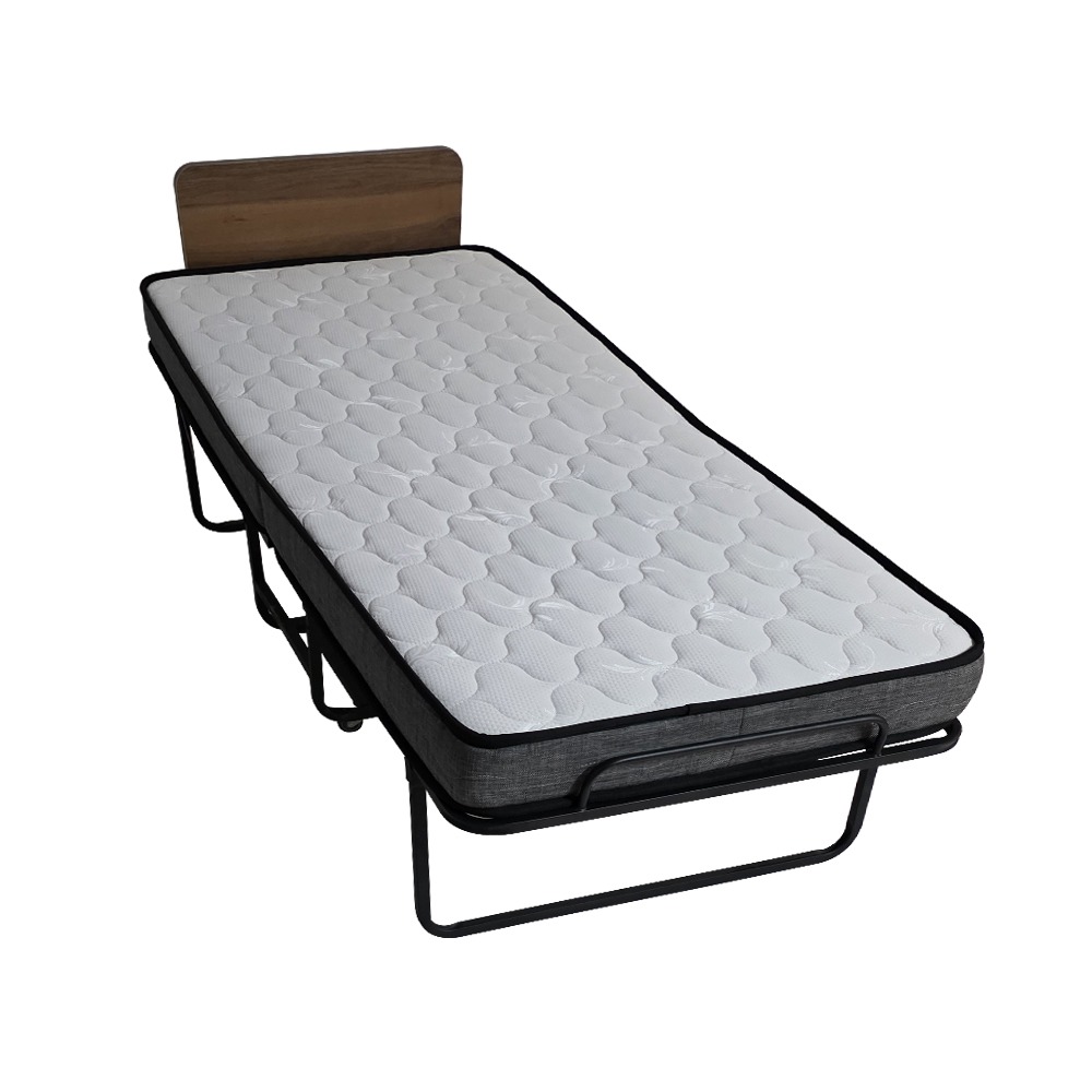Artekko  Μεταλλικό Πτυσσόμενο Κρεβάτι Τύπου Ράντζο με Σπαστό Στρώμα με MDF Πλάτη (190x80x70)cm Κλειστό (80x40x120)cm Artekko 783-4225