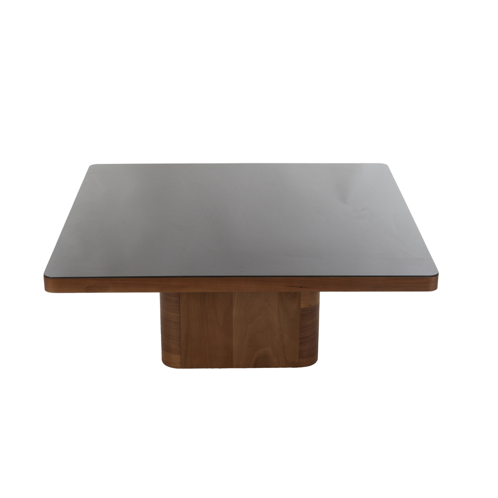 Artekko MT Καφέ Ξύλινο Τραπέζι Σαλονιού με Μαύρο Τζάμι (100x100x40)cm Artekko 783-4306