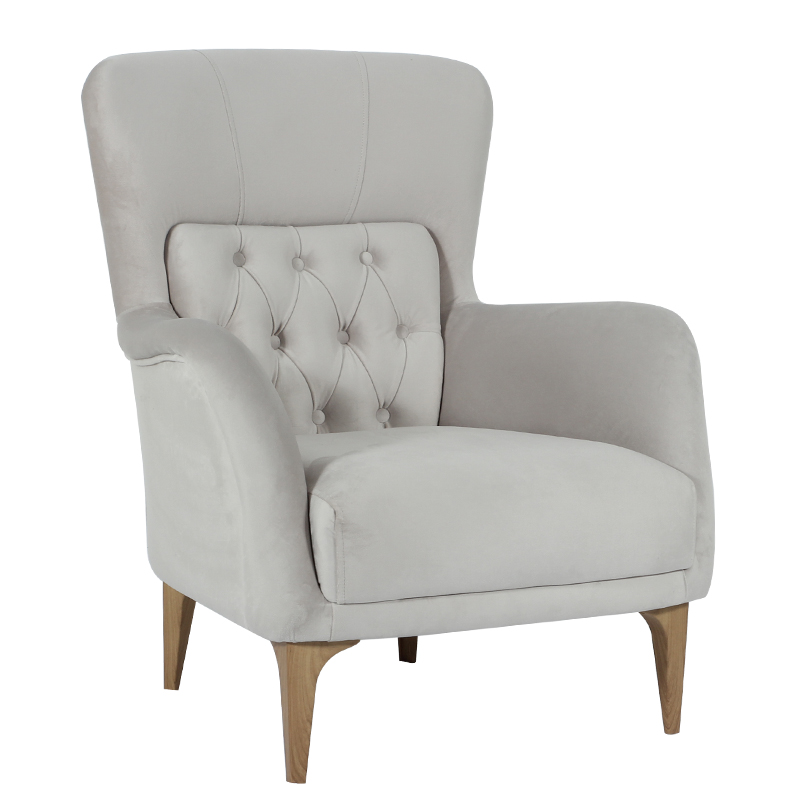 Artekko Zundaor Μπερζέρα σε Χρώμα Ψυχρό Γκρι με Καπιτονέ Μαξιλάρι Πλάτης και Πλαστικό Πόδι σε εφέ Ξύλου (86x95x103)cm Artekko 783-5503