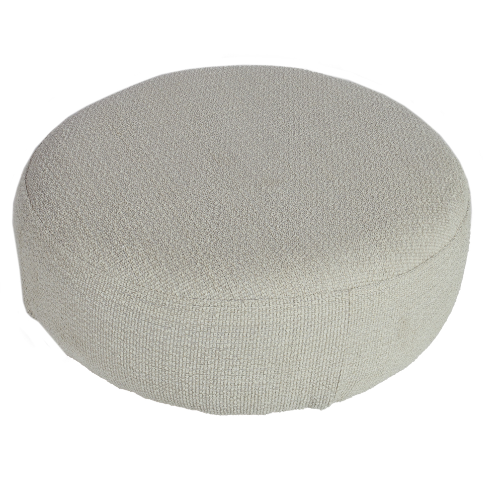 Artekko Ponpon Μπεζ Στρογγυλό Υποπόδιο Σκαμπό με Μπουκλέ Ύφασμα (70x70x30)cm Artekko 783-6401-D