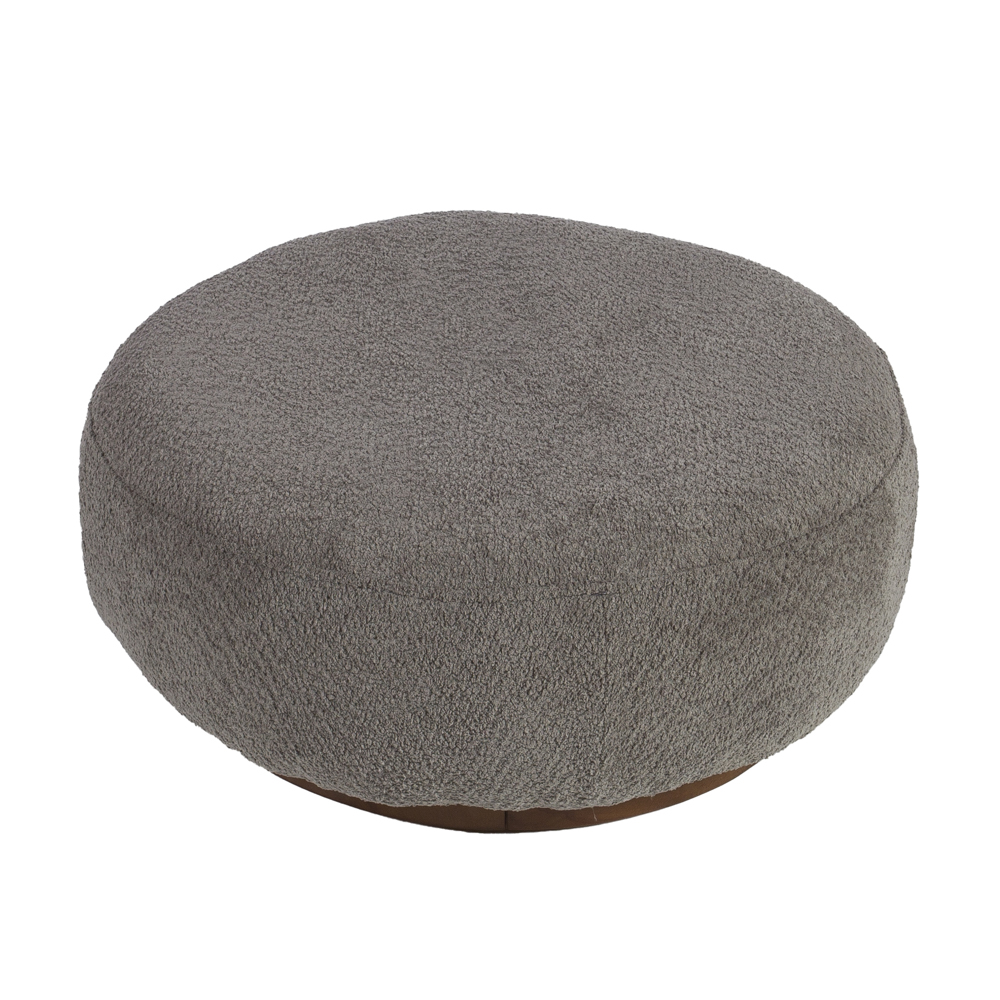 Artekko Ponpon Γκρι Στρογγυλό Υποπόδιο Σκαμπό με Μπουκλέ Ύφασμα (70x70x30)cm Artekko 783-6401